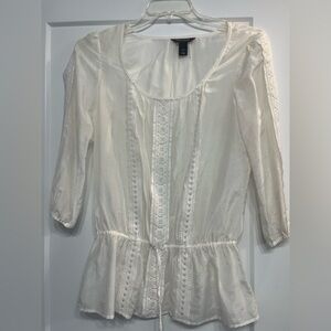 NWOT White House Black Market Ivory Peplum Blouse